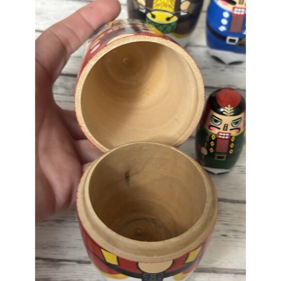 Hand Painted Christmas Nutcracker Nesting Dolls 5 Pc - Picture 10 of 13